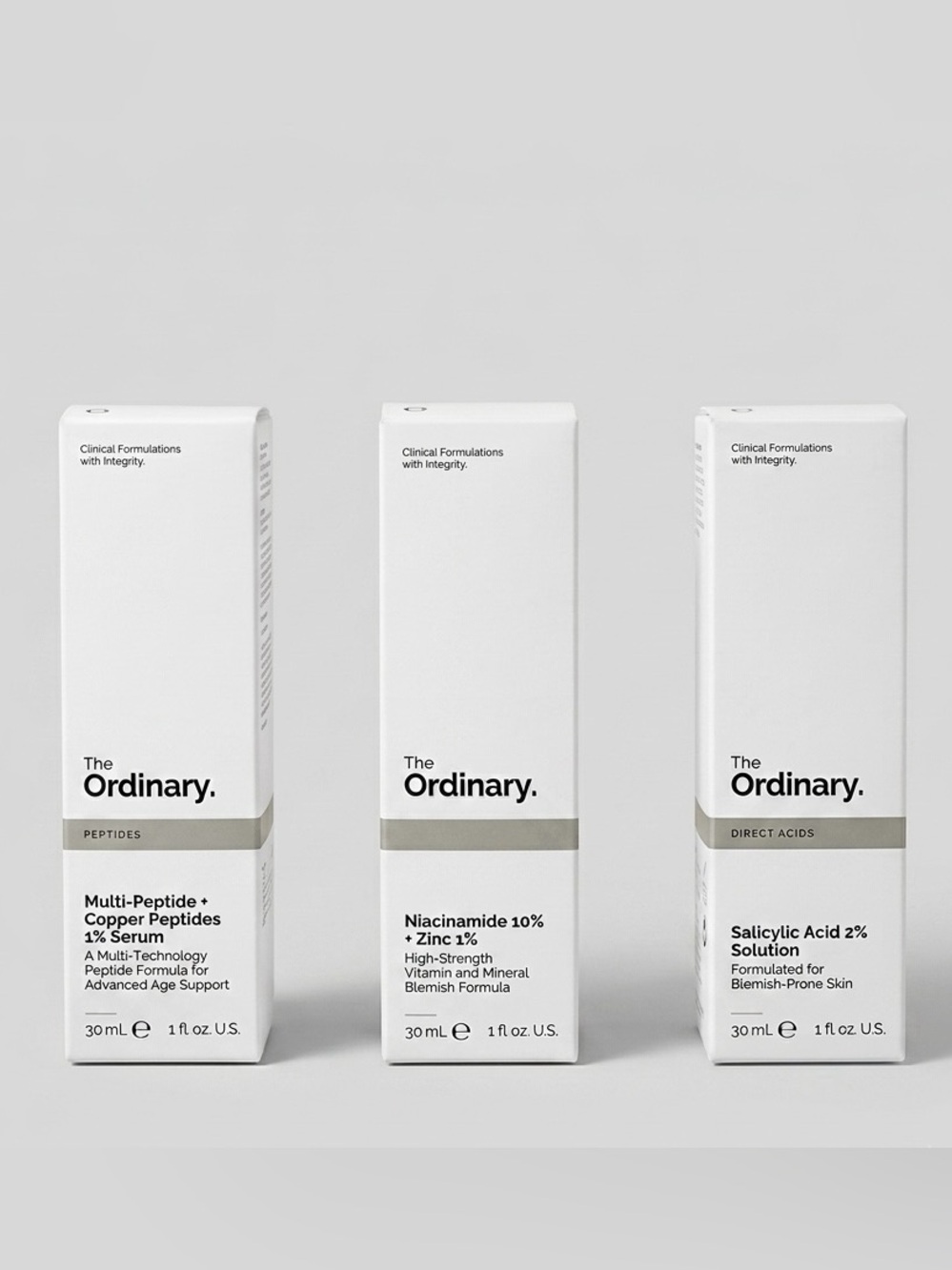 3 PACKS The Ordinary Skincare Serum Set Multi Copper Peptides, Salicylic, Niacin